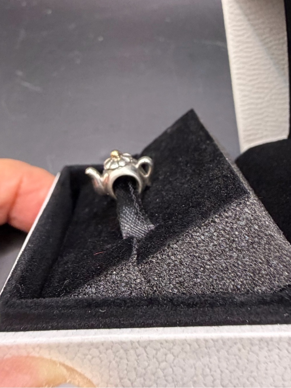 Pandora Sterling Silver & Gold Accent Teapot Charm – Retired